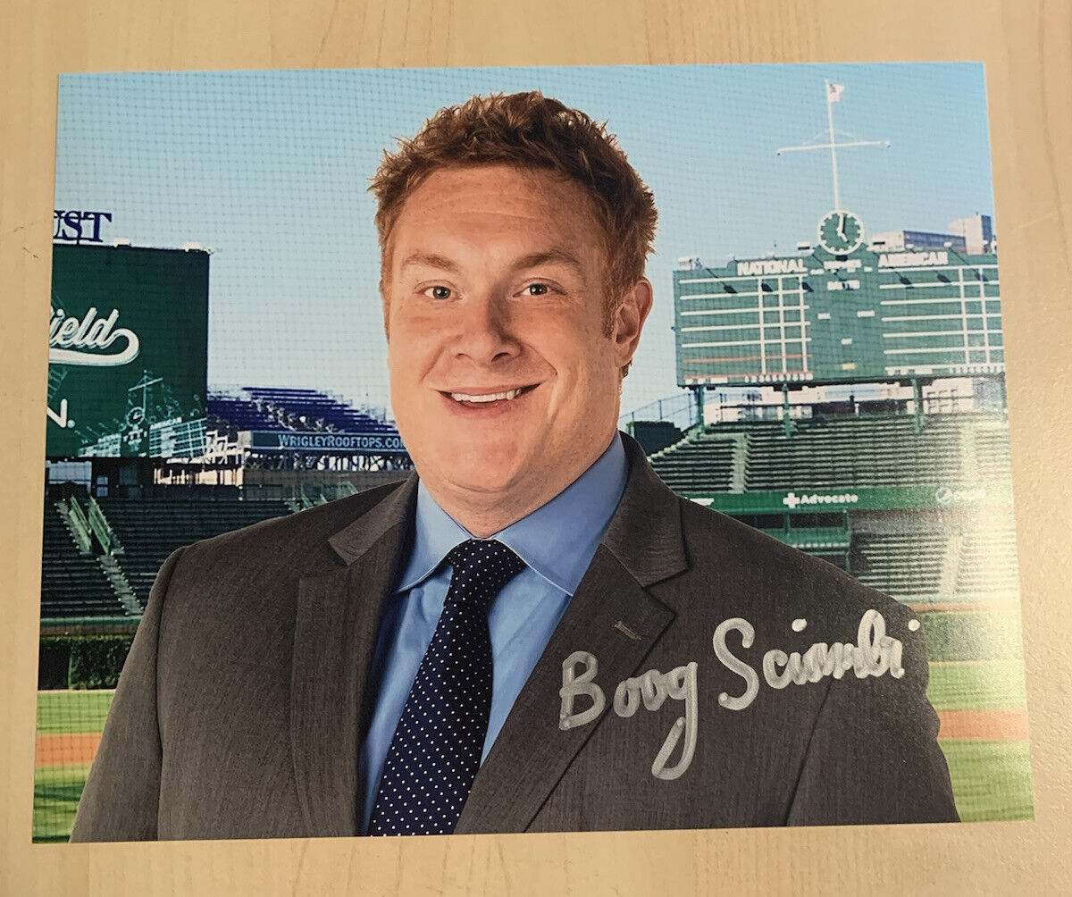 JON BOOG SCIAMBI SIGNED 8x10 Photo Poster painting ESPN CUBS BROADCASTER AUTOGRAPHED RARE COA