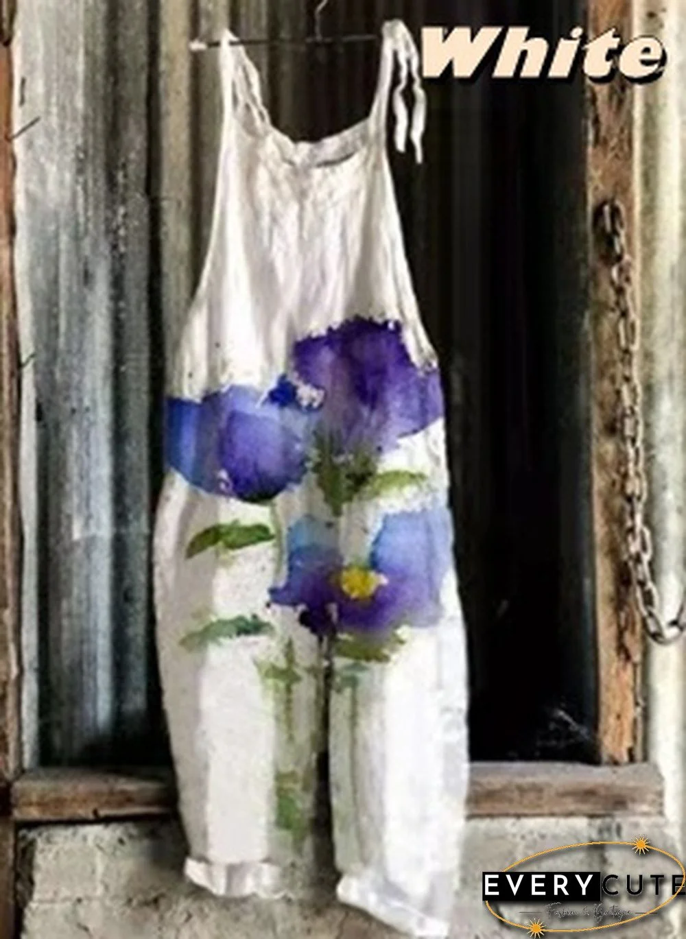 Summer New Fashion Women Casual Overalls Floral Print Jumpsuit Graphic Sling Pants Loose Casual Style Plus Size Streetwear