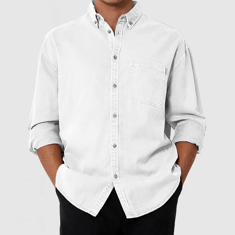 Men's Casual Premium Washed Cotton Pocket Shirt