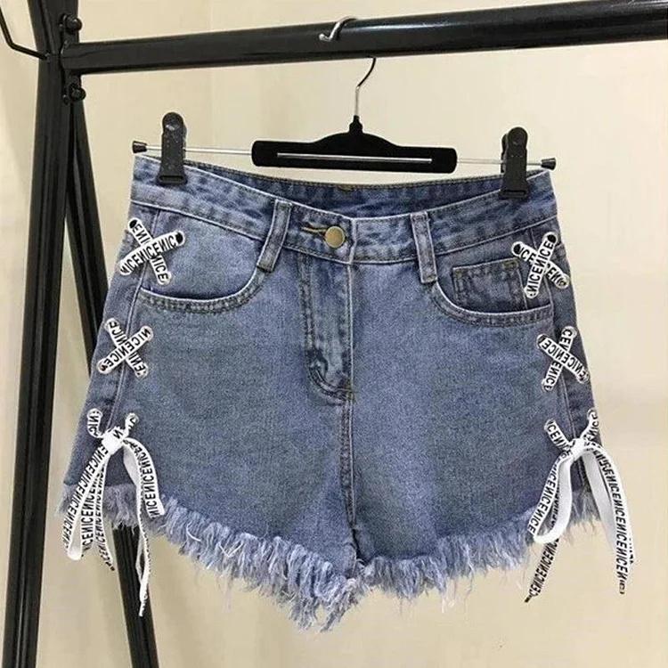 High Waist Denim Hot Pants