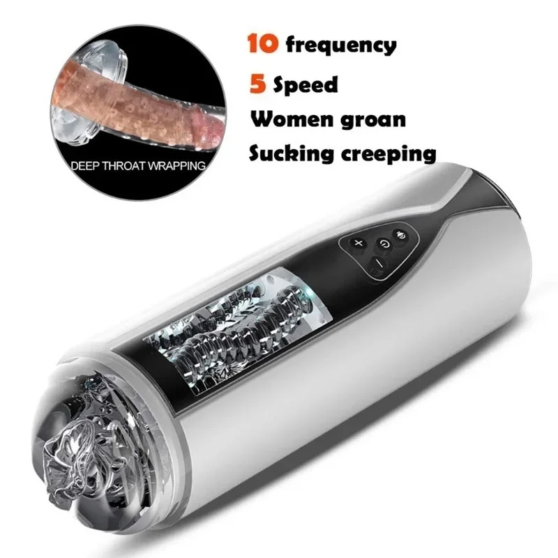 Luxury Automatic Male Masturbator USB Rechargeable Male Hands Free Masturbation Cup Telescopic Sex Machine Adult Sex Toys