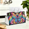 (25cm)Rainbow Floral Butterfly DIY Diamond Painting PU Tissue Holder Box