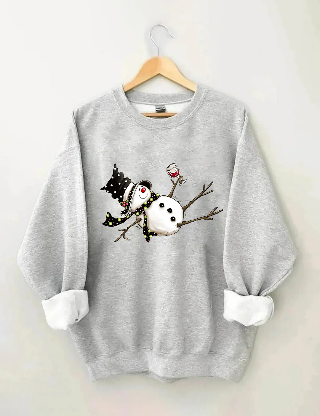 Drunk Snowman Drinking Wine Sweatshirt