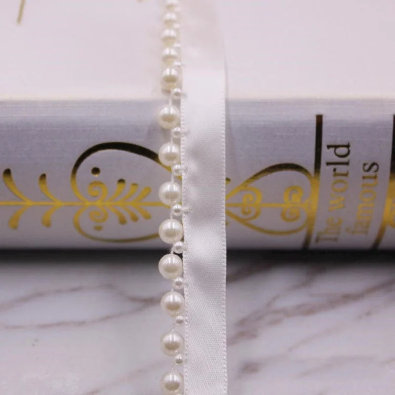 1yard/lot Vintage White/Black Beaded Lace Trim Tape Fabric Ribbon DIY Collar Sewing Garment Headdress Materials Sewing Craft