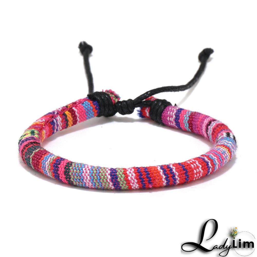 Multicolor Ethnic Style Drawstring Boho Bracelet