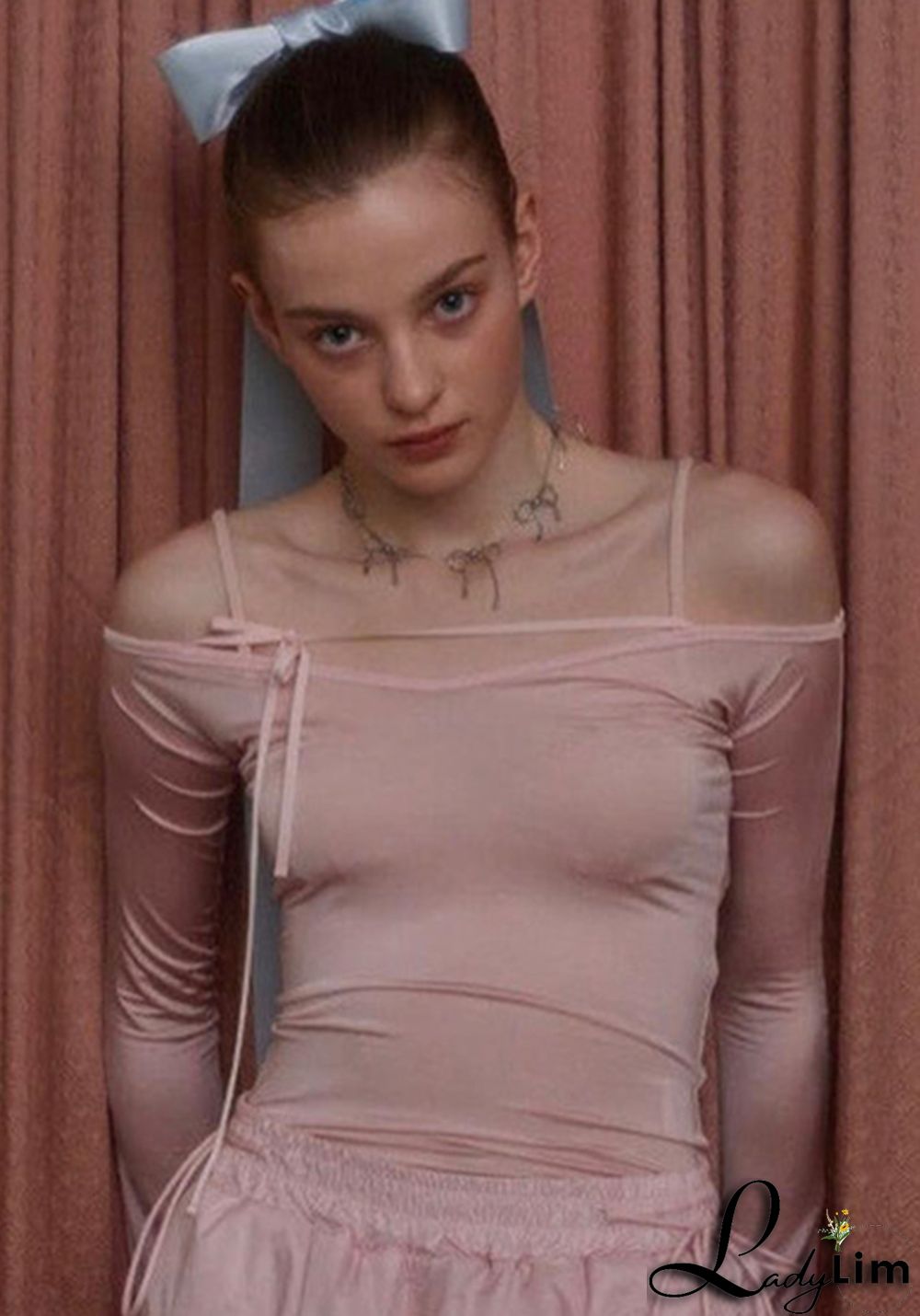 Spring Ladies Off Shoulder Fashion Street Slim Fit Basic Shirt T-Shirt Tops