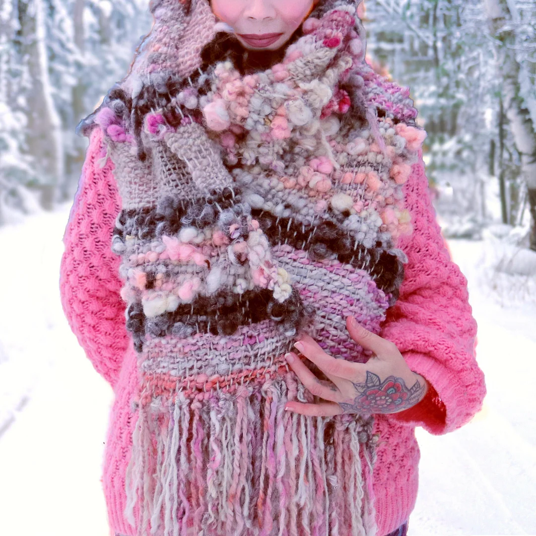 Pink scarf 100% Wool - Foulard 100% laine rose-Global Online Discount Store