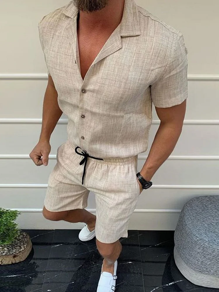 Men's cotton and linen casual suit