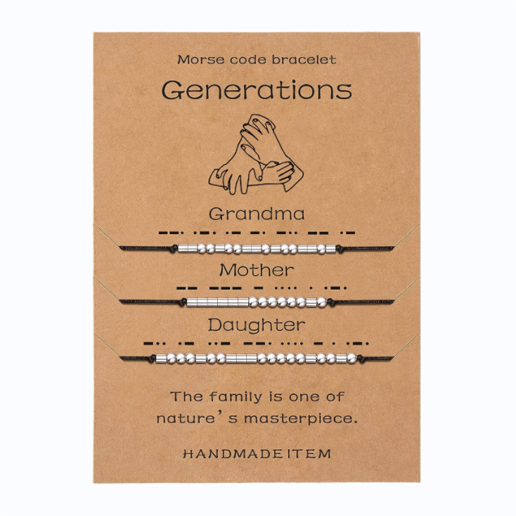 3 Pcs Morse Code Bracelet for Generations - Matching Secret Message Handmade Adjustable Bracelet Gifts for Women Girls