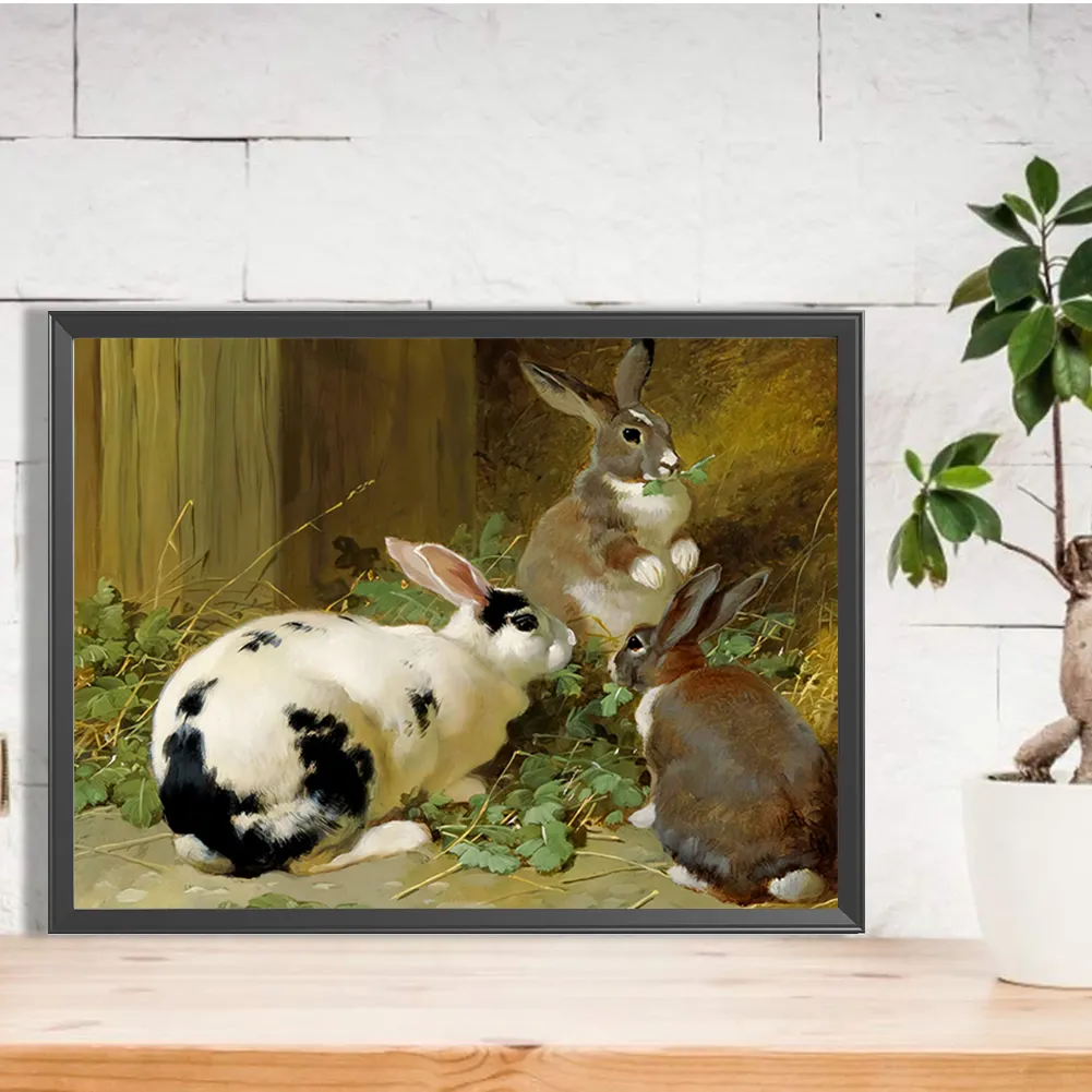 Full Round Diamond Painting 40*30cm - Rabbit Nest