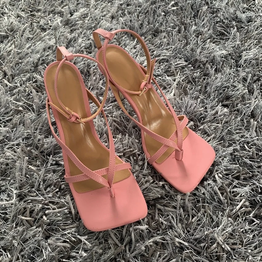 2022 Ankle Strap Women Sandals Summer Fashion Brand Thin High Heels Gladiator Sandal Shoes Narrow Band Party Dress Pump Shoes