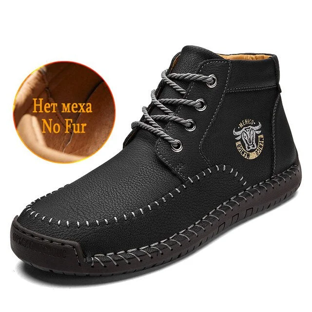 New Winter Men's Boots Plush Warm Men's Snow Boots Outdoor Lace Up Men's Ankle Boots Designer Men Boots Waterproof Hiking Boots