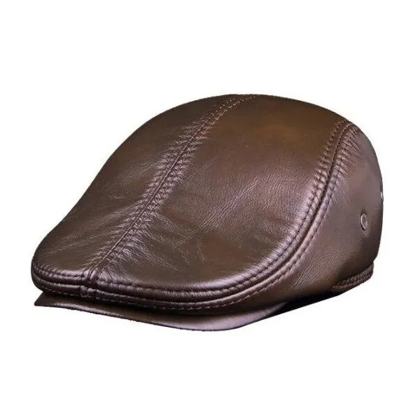 Classic Cowhide Pu Flat Cap