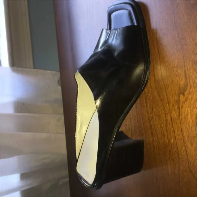 Custom Made Open Toe Block Heel Mules in Black |FSJ Shoes