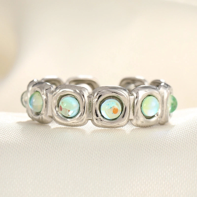 2 Pieces Modern Style Classic Style Geometric Leaf Heart Shape 304 Stainless Steel Zircon 18K Gold Plated Plating Open Rings