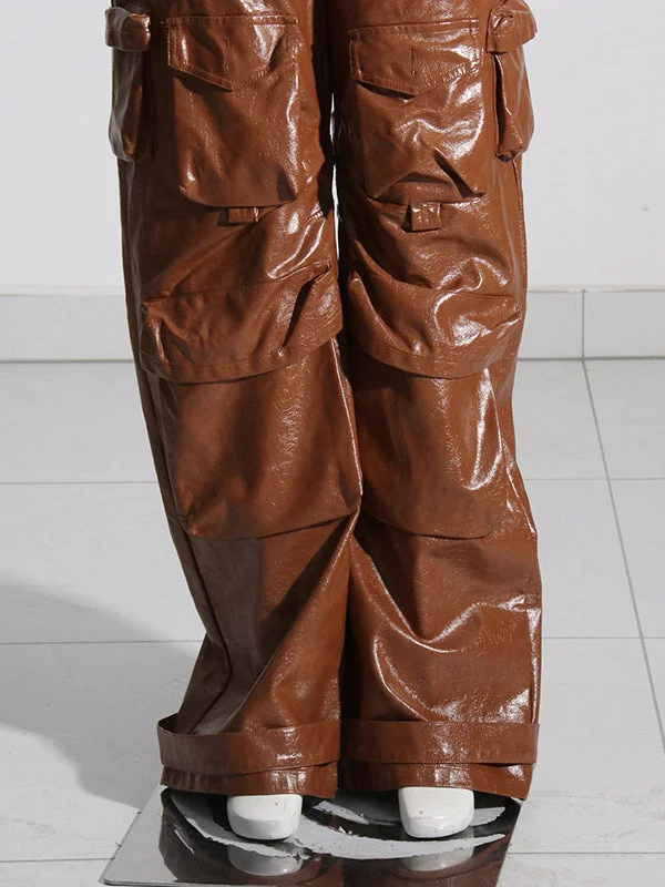 Pockets Solid Color Loose Trousers Pants