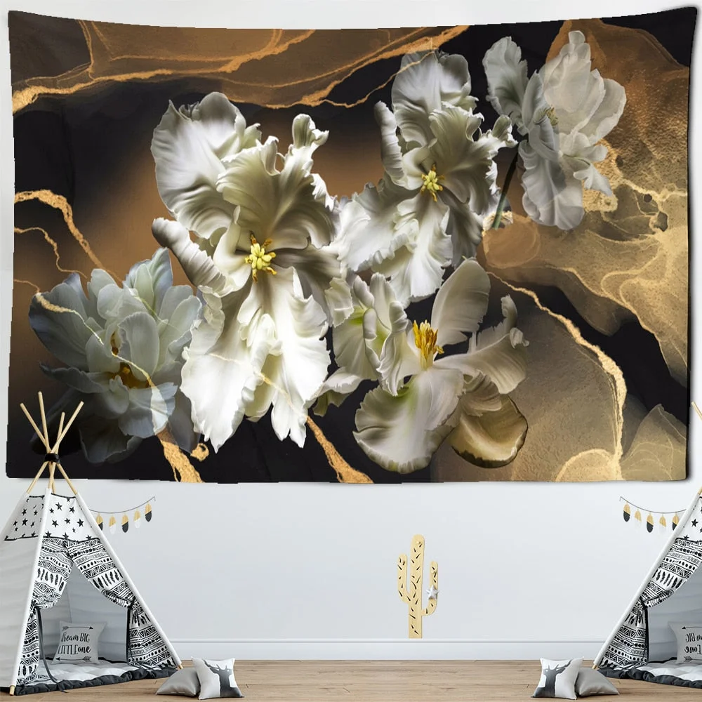 Printed Tapestry Flower green Plant Wall Hanging Hippie Mandala Bedspread Bohemian Art Home Decor