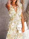 Floral-Print Ruffled Bohemia Maxi Dress