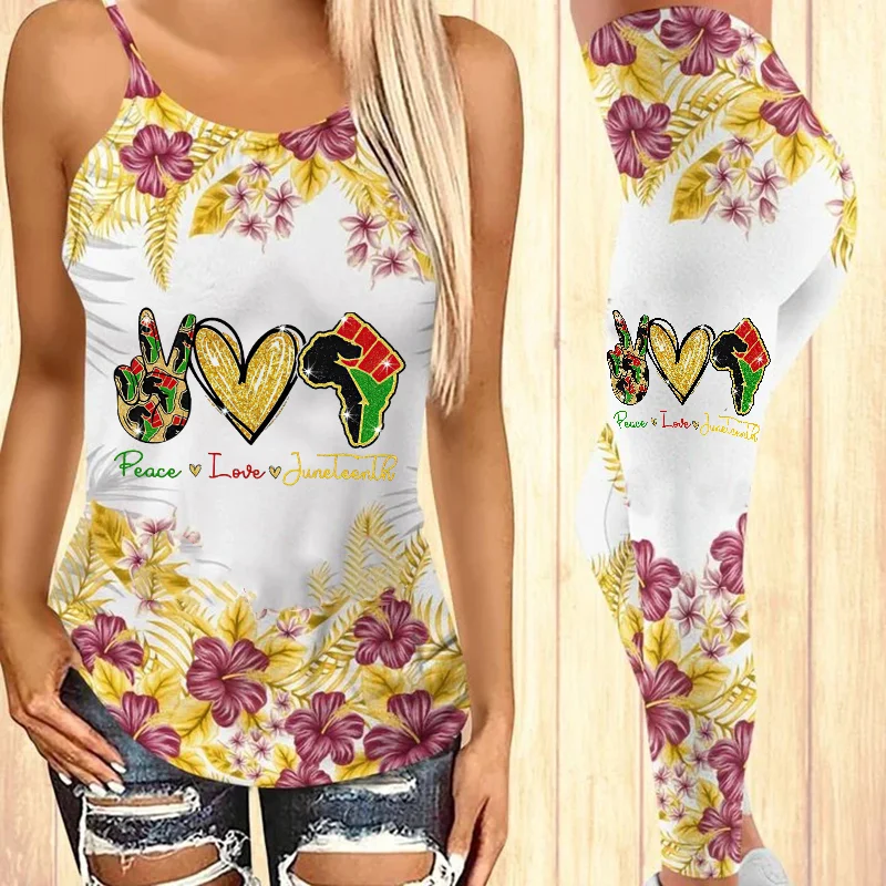 Hippie flower print comfortable sweat-absorbent yoga suit