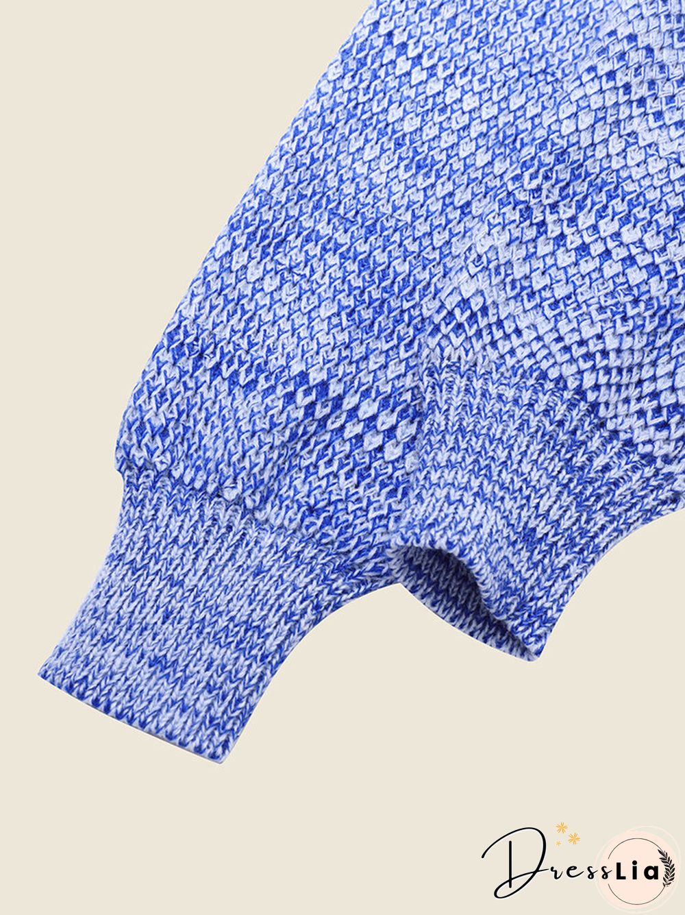 Women Marled Knit Half-collar Long Sleeve Crop Sweater