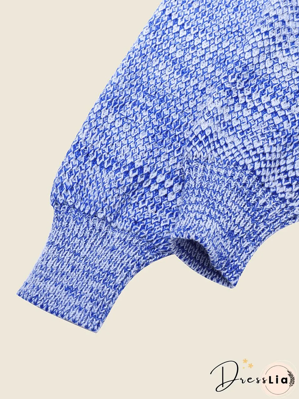 Women Marled Knit Half-collar Long Sleeve Crop Sweater