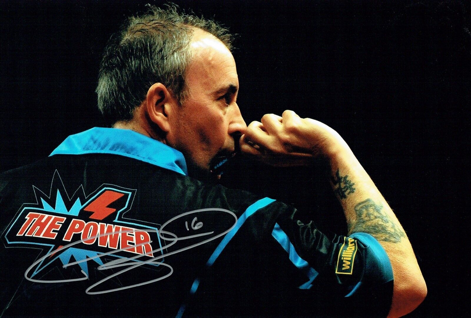 Phil The Power TAYLOR Signed Autograph 16 Darts Champion 12x8 Photo Poster painting C AFTAL COA