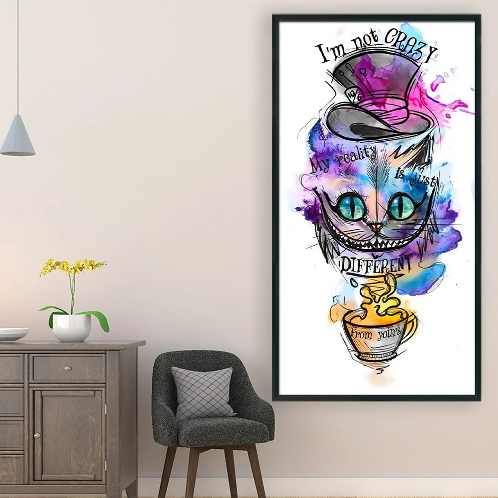 11CT Full Stamped Cross Stitch - Alice Cat(Canvas|35*65CM)