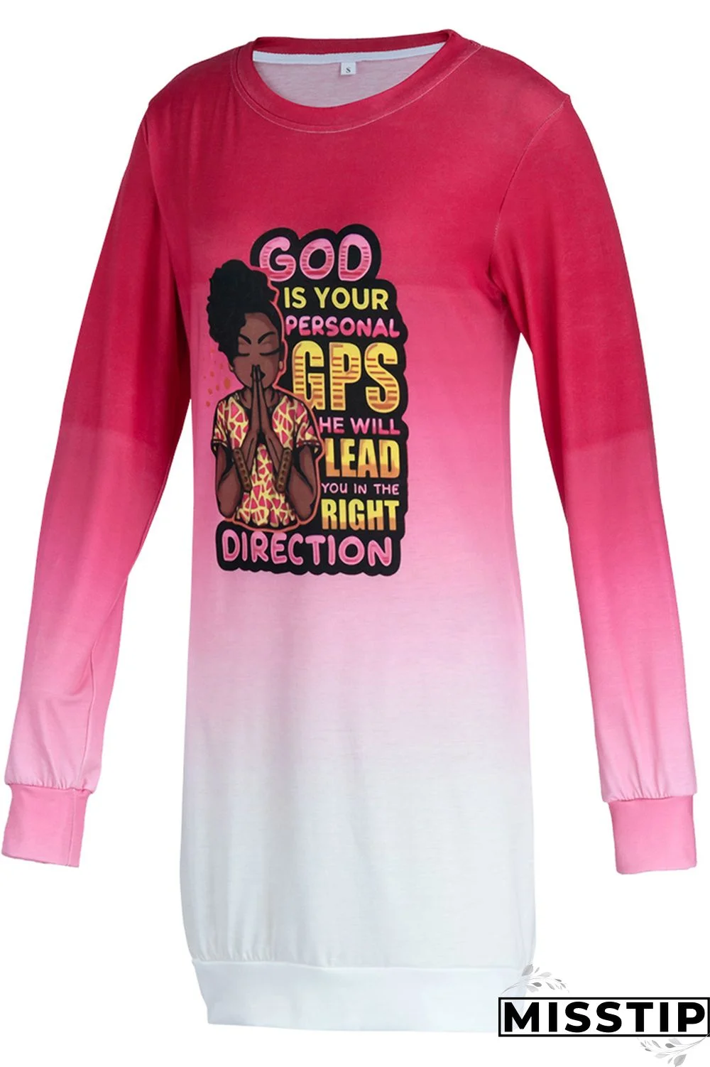 Purple Fashion Casual Print Basic O Neck Long Sleeve Plus Size Dresses