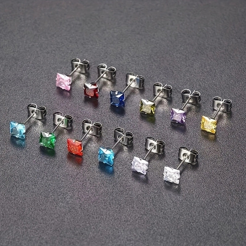 1 Pair Minimalist Square 304 Stainless Steel Ear Studs