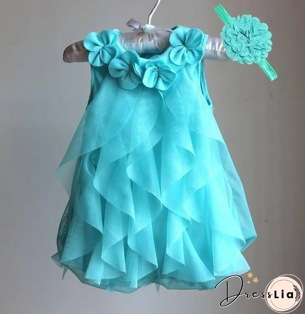 Baby Girls Dress Summer Chiffon Party Dress Infant 1 Year Birthday Dresses Girl Clothes & Headband Vestidos