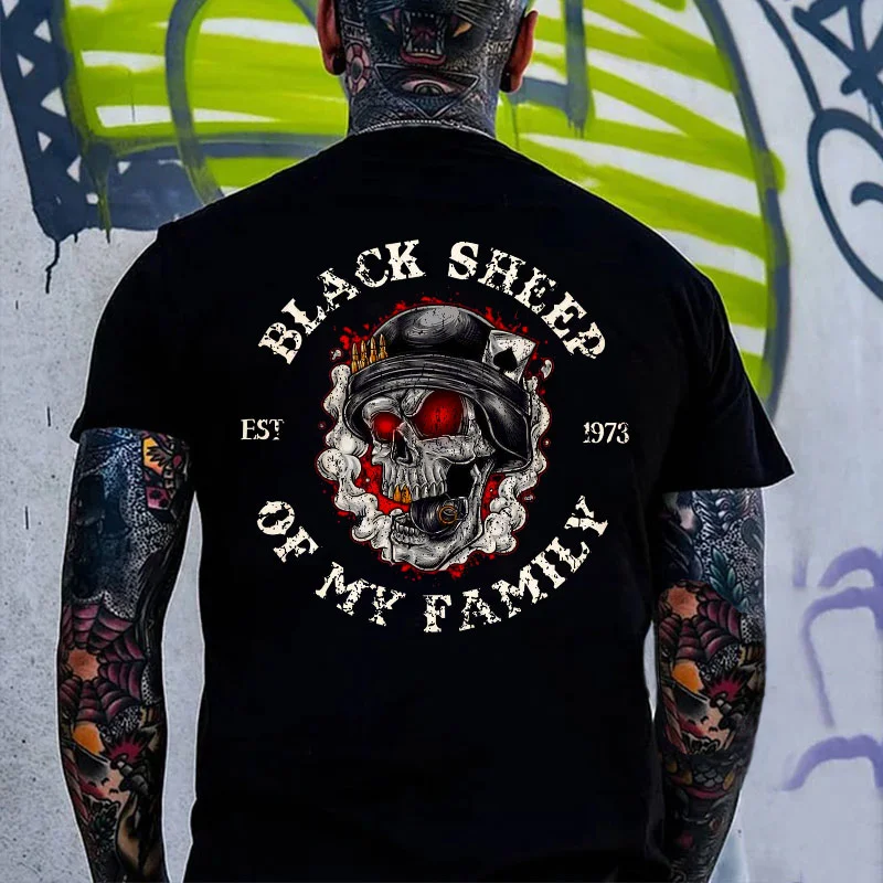 BLACK SHEEP Angry Skull Black Print T-Shirt