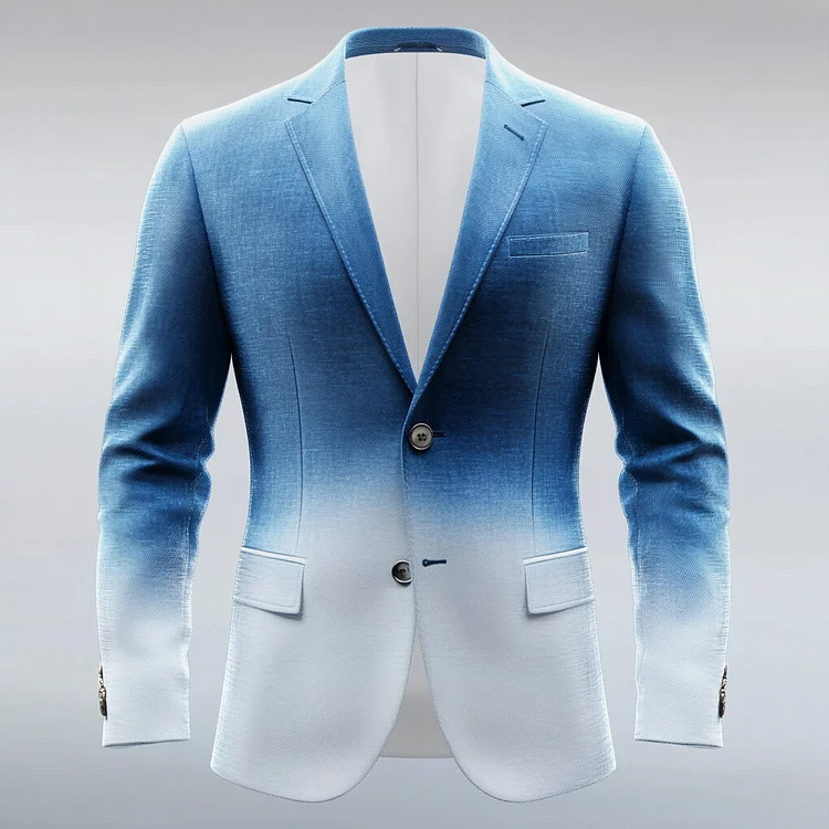Men's Ombre Pattern Notch Lapel Two Button Long Sleeve Blazer