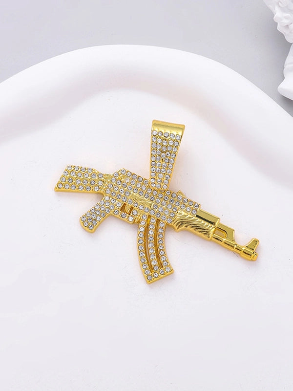 Hip-Hop Gun Alloy Inlay Rhinestones Unisex Pendant Necklace Necklace Pendant Men Pendant Necklaces