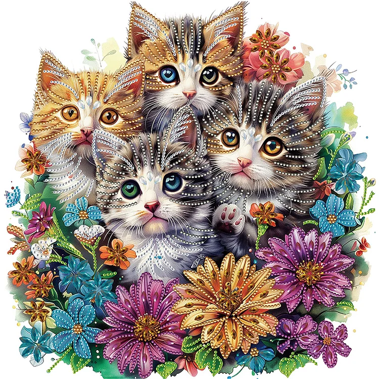 Partial Special-shaped Diamond Painting - Litter Of Kittens 40*40CM