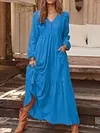 V Neck Women Dresses Pockets Going Out Casual Paneled Dresses