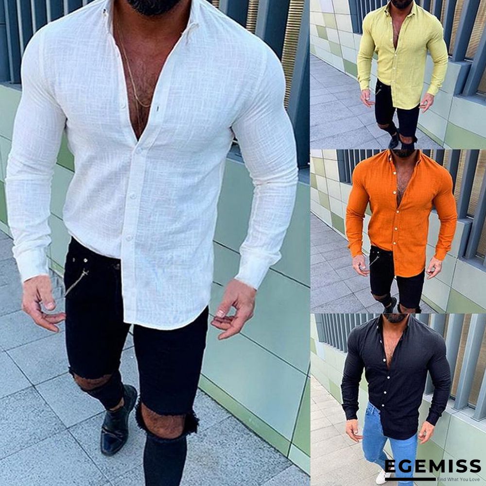 Men Fashion Long Sleeve Solid Button Shirts | EGEMISS