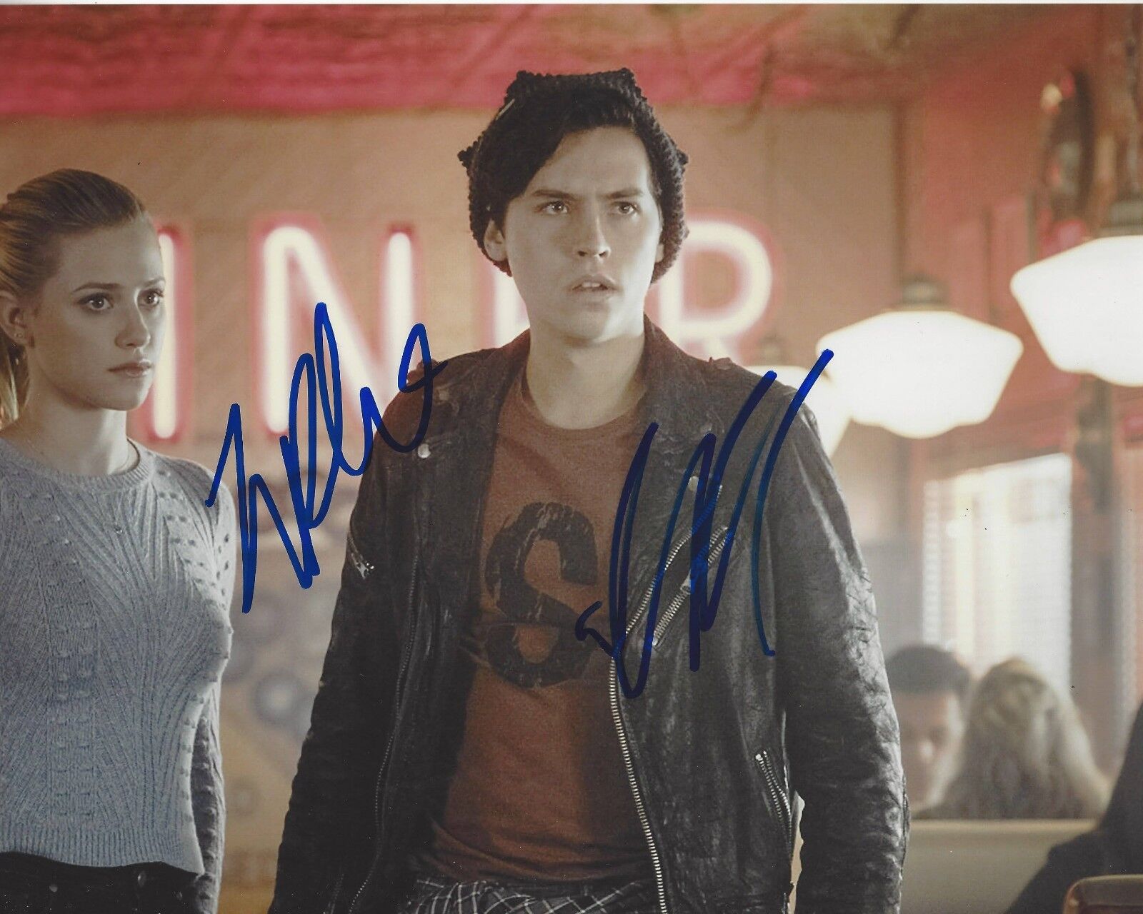 LILI REINHART COLE SPROUSE DUAL SIGNED RIVERDALE 8X10 Photo Poster painting COA CW SERIES CAST