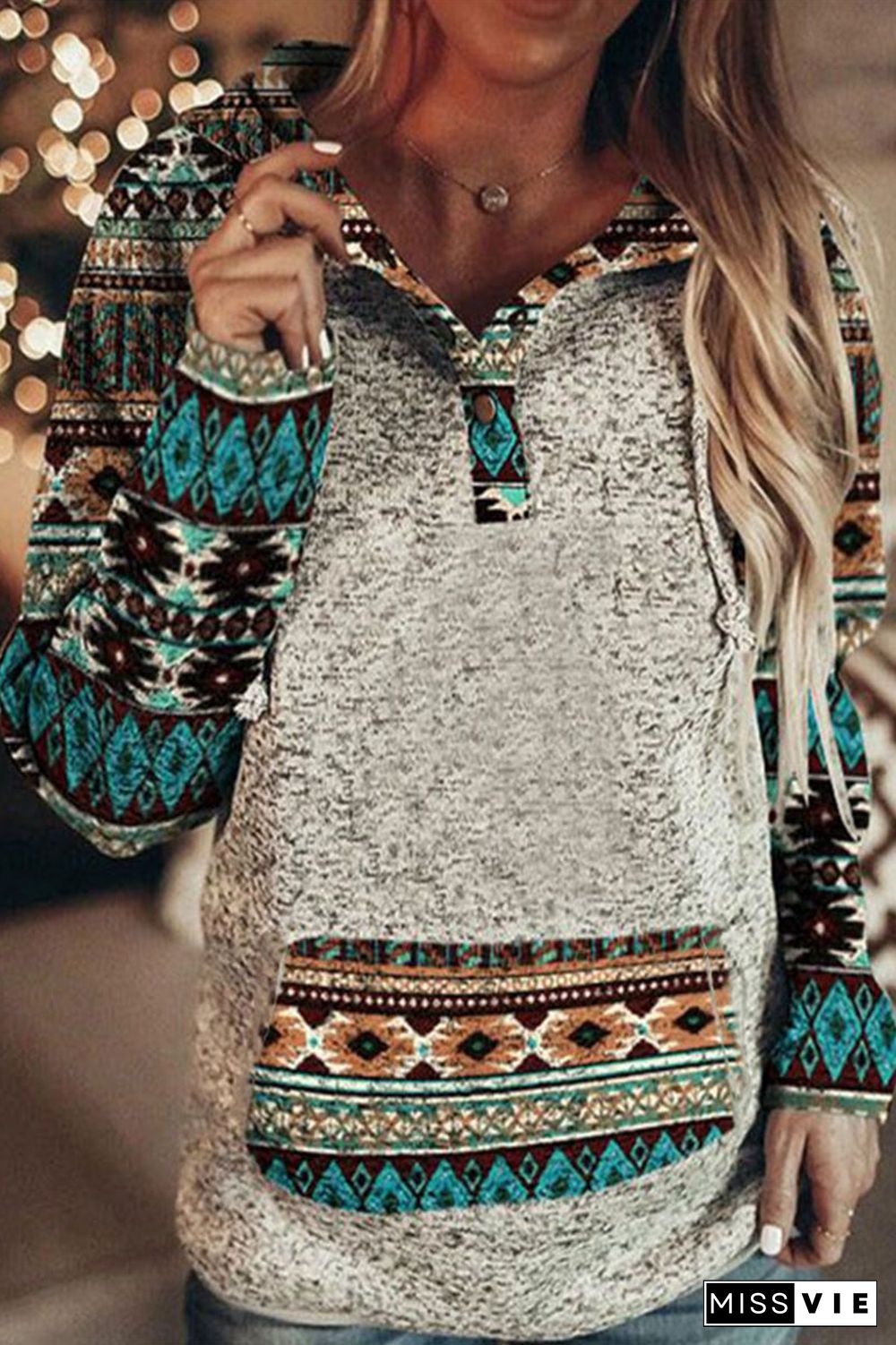 Casual Sweet Print Printing Hooded Collar Tops