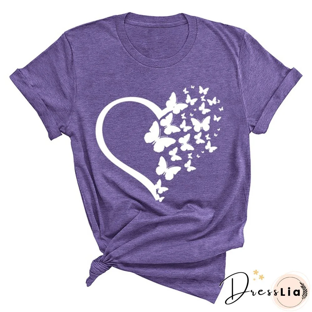 New Butterfly Print T Shirt Women Men Short Sleeve Tops Tees Summer Fashion Loose Casual T-Shirt