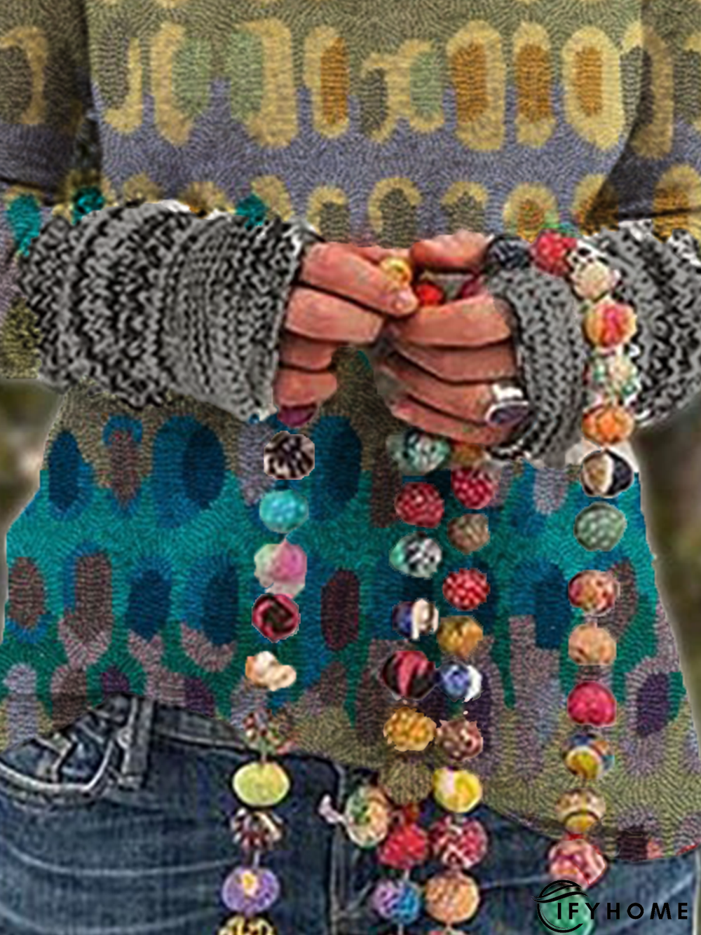 Long Sleeve Floral-Print Cotton Tunic Top | IFYHOME