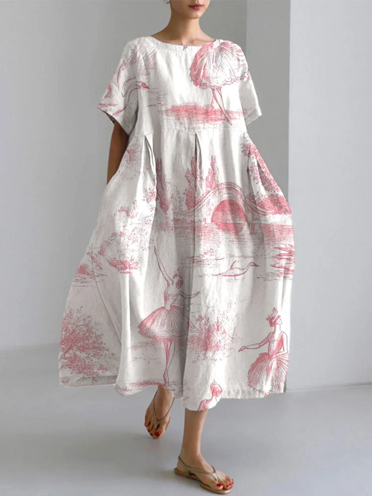 Women's Casual Breast Cancer Awareness Floral Print Dress