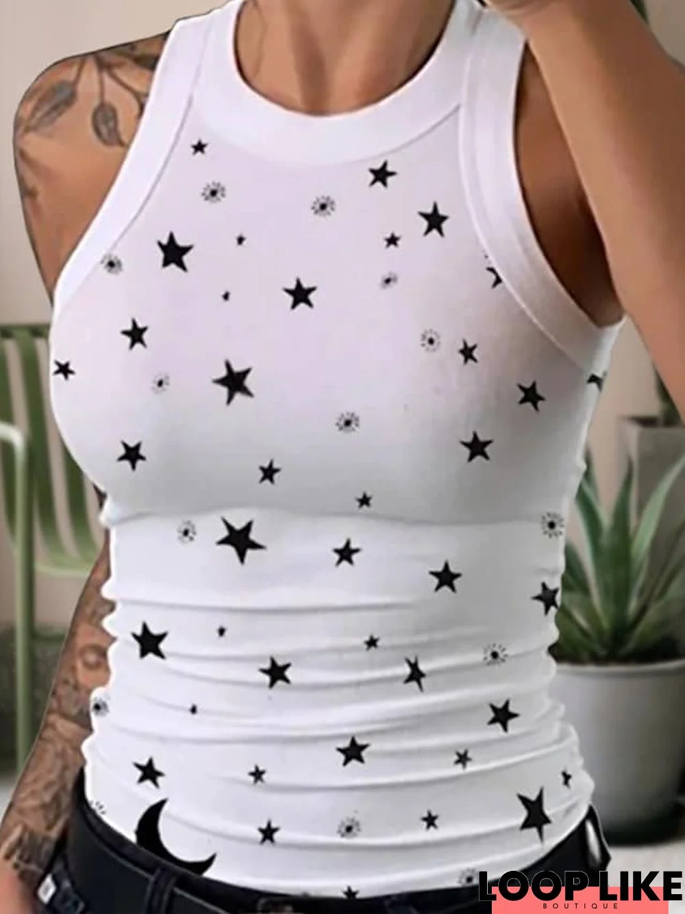 Women's Camisole Tank Top Camis Five-pointed star-white Five-pointed star-purple Five-pointed star-green Star Stars and Stripes Casual Sports Basic Casual Square Neck Slim S