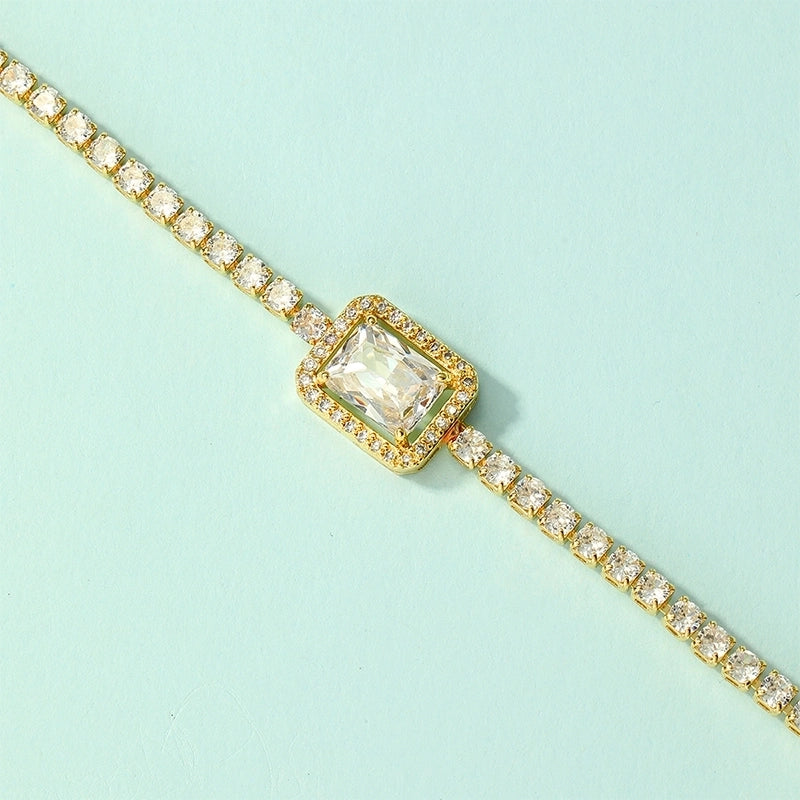 Glam Minimalist Shiny Flower Copper 18k Gold Plated Zircon Bracelets In Bulk