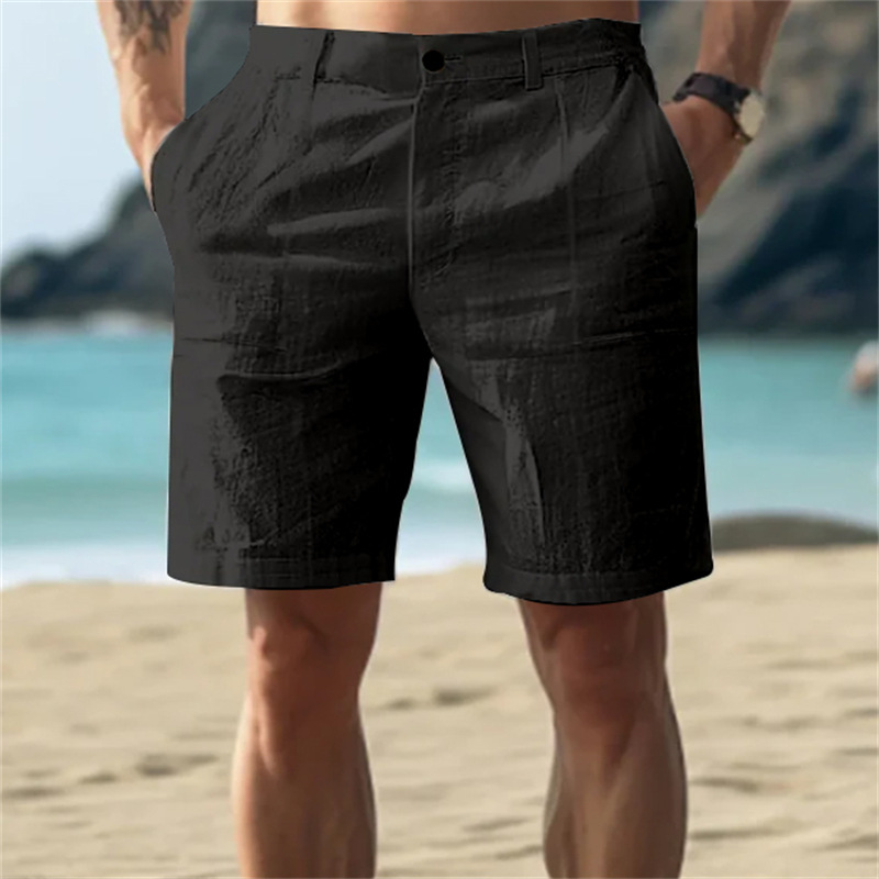 2025 Men's Linen Fashion Beach Breathable Straight Casual Shorts
