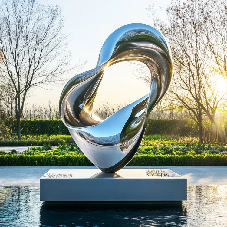 Large Sculpture Loop Harmony Stainless Steel Abstract Modern Outdoor Sculpture Art