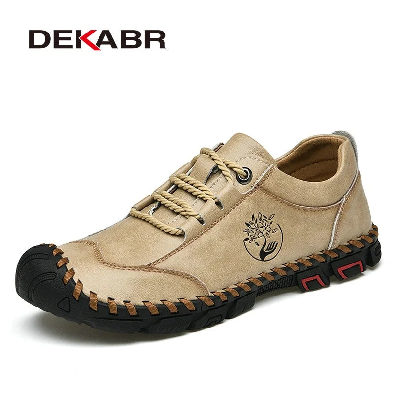 DEKABR 2022 New Fashion Casual Shoes Genuine Leather Lace Up Brand Shoes Luxury Business Summer Shoes Men Walking Flats