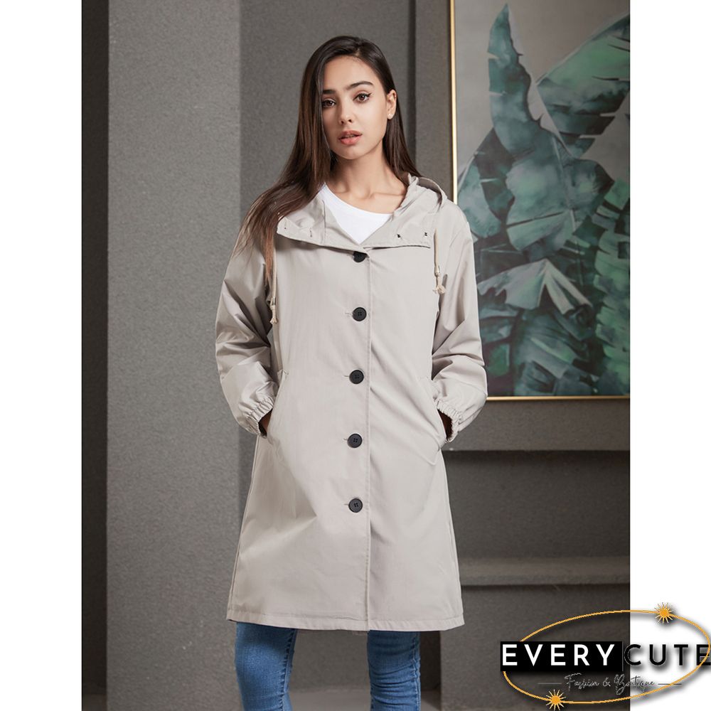 Light Gray Weatherproof Hooded Outdoor Rainproof Coat