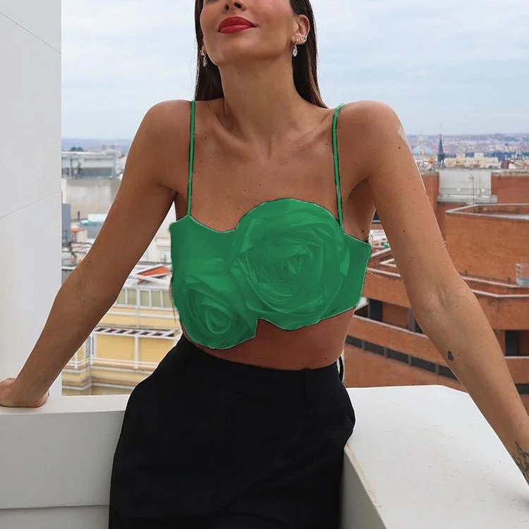 2022 White Floral Spaghetti Strap Women Crop Top Backless Summer Elegant Tank Tops Sexy Fashion Casual Cami Sleeveless