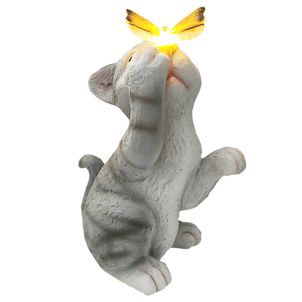 

Garden Solar Butterfly Cat Light LED Outdoor Night Lamp Animal Sculpture, 501 Original