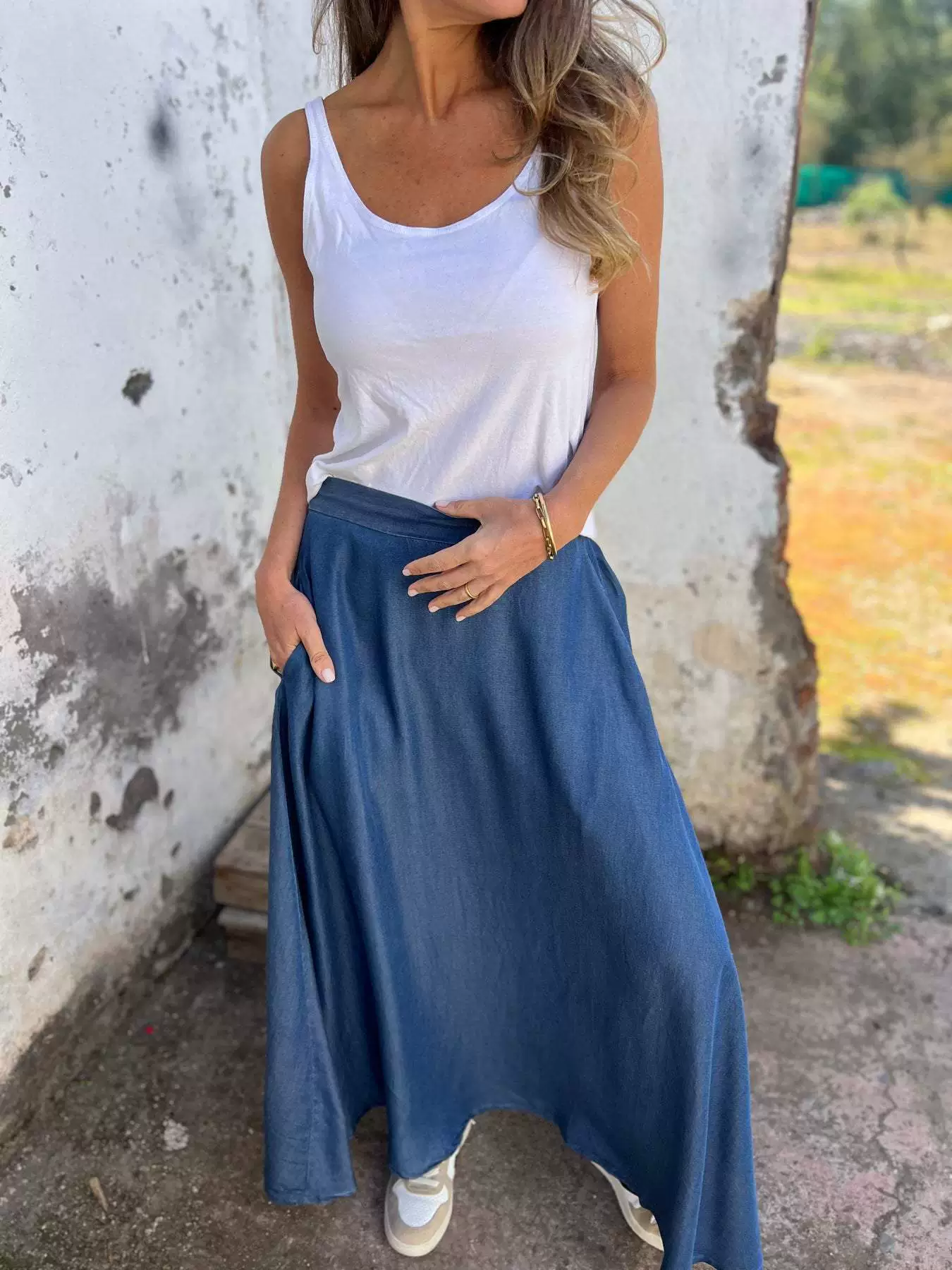 High waist pocket casual skirt
